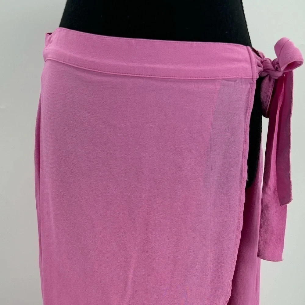 NWT American Eagle Outfitters Womens Medium Wrap Skirt Pink Hi Low Midi Lined